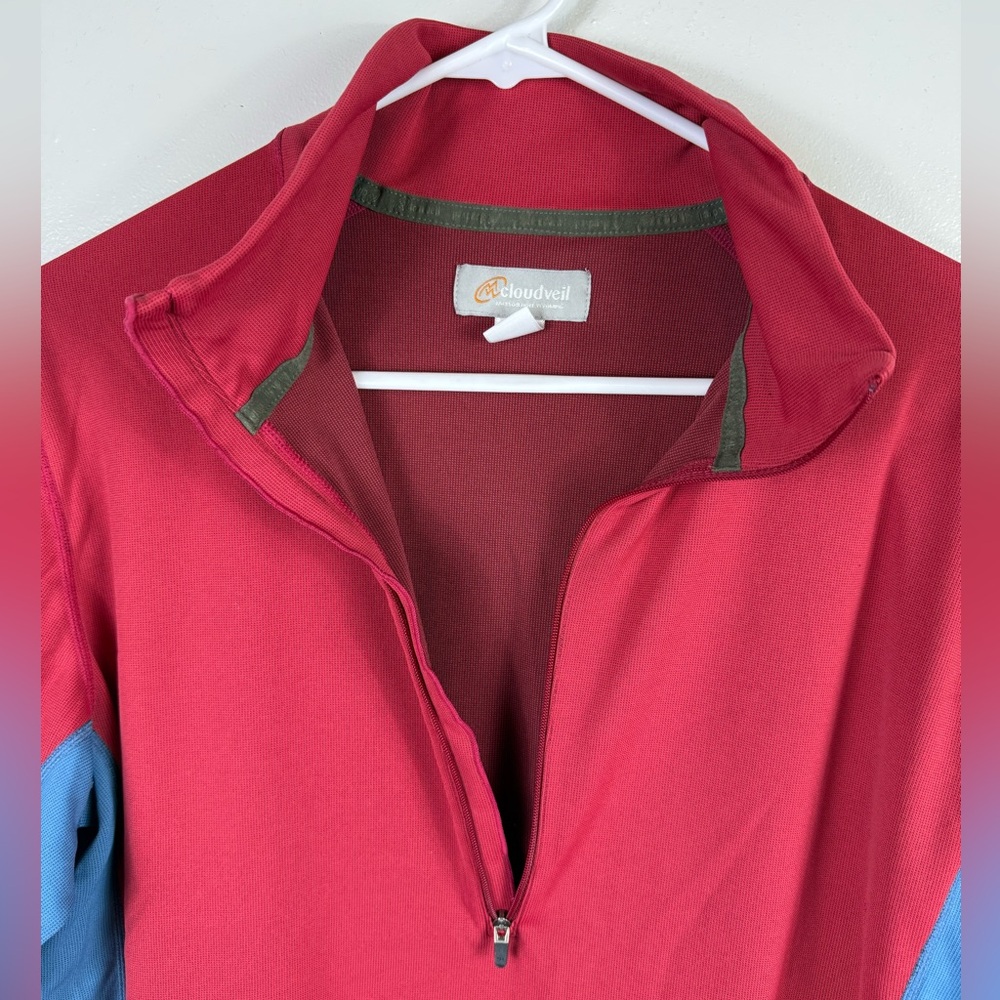 Cloudveil Mens Running Mock‎ Neck Baselayer Shirt 1/2 Zip Large Red Performance - Picture 4 of 8